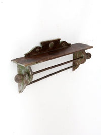 antique primitive wall shelf with towel bar
