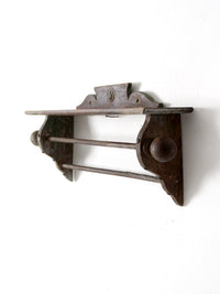 antique primitive wall shelf with towel bar