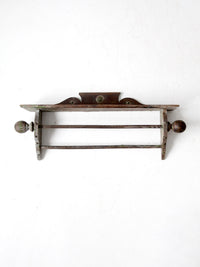 antique primitive wall shelf with towel bar