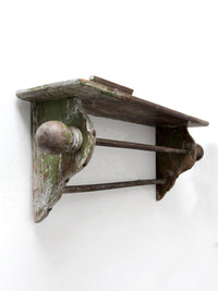 antique primitive wall shelf with towel bar