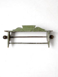 antique primitive wall shelf with towel bar