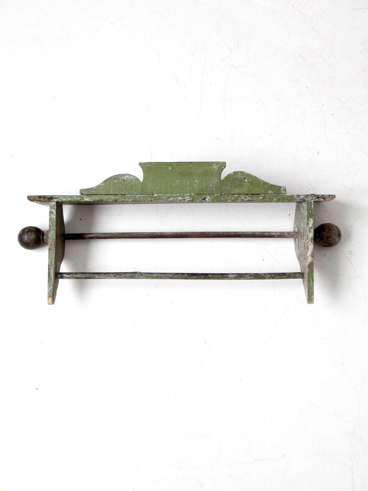 antique primitive wall shelf with towel bar