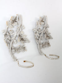antique cast iron wall mount plant holder pair