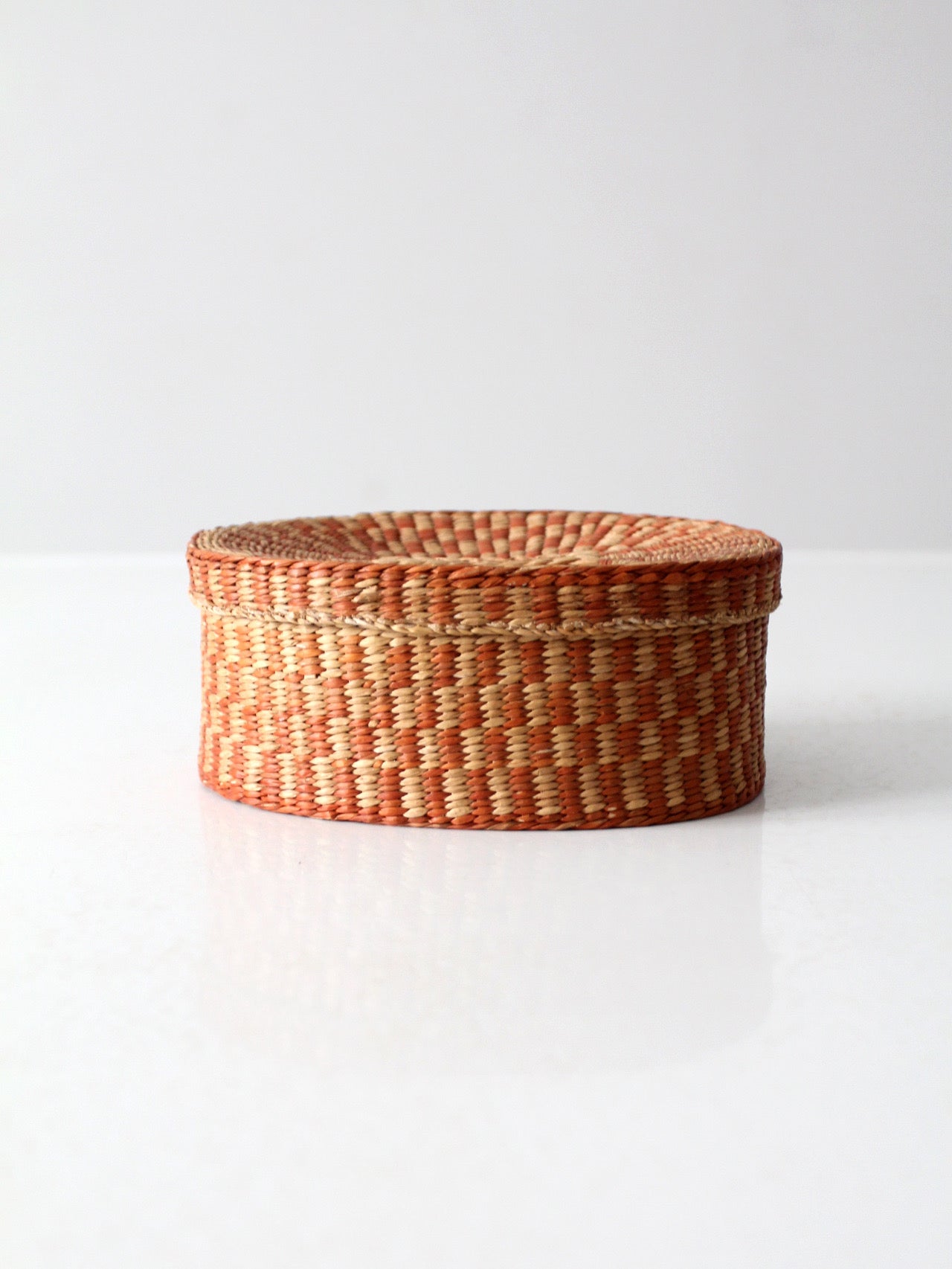 vintage handwoven lidded basket