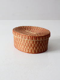 vintage handwoven lidded basket