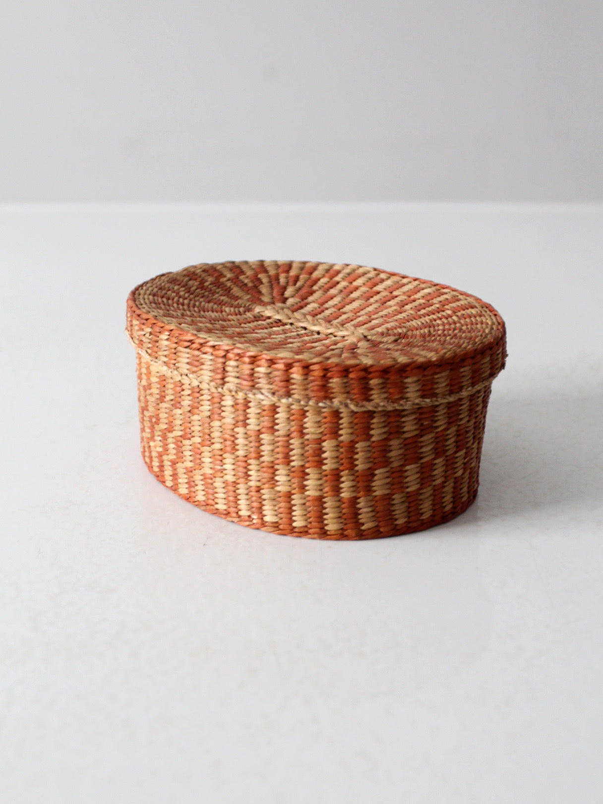 vintage handwoven lidded basket