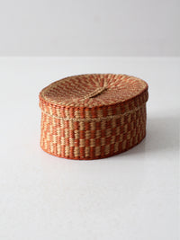 vintage handwoven lidded basket