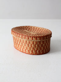 vintage handwoven lidded basket