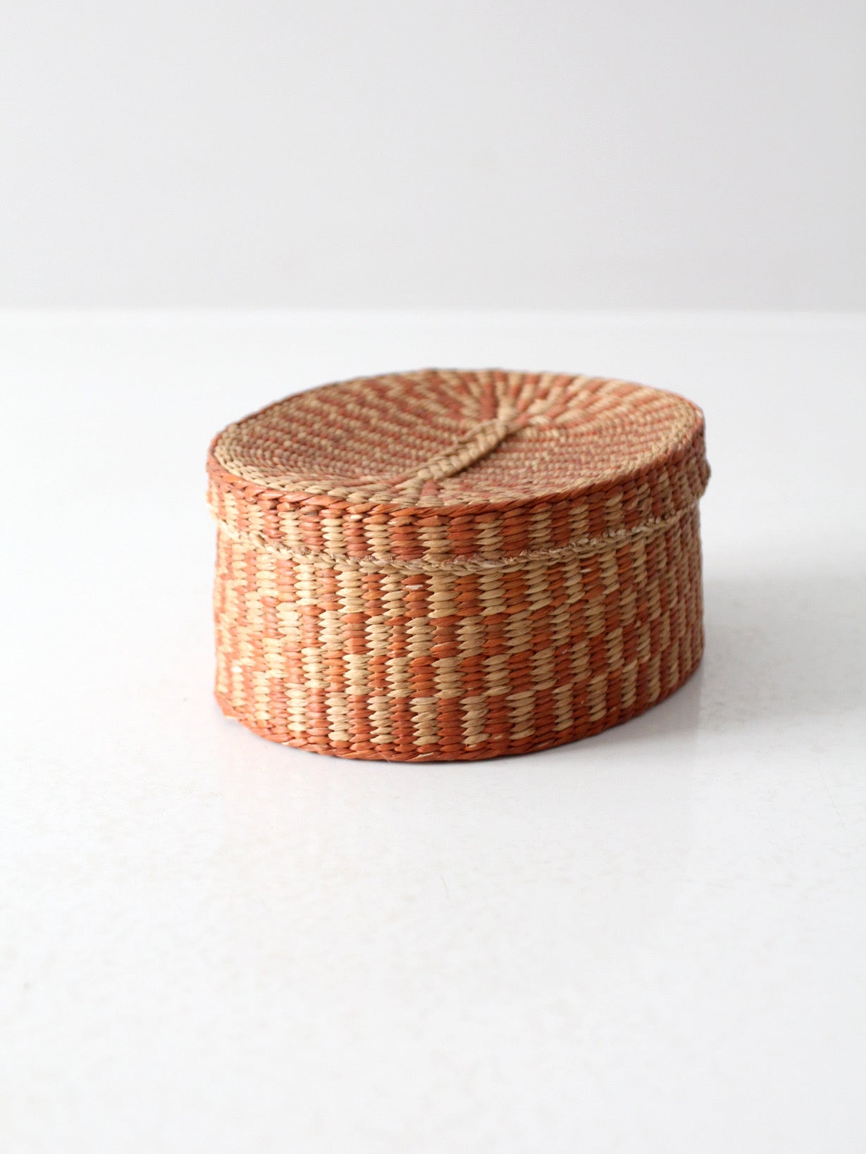 vintage handwoven lidded basket