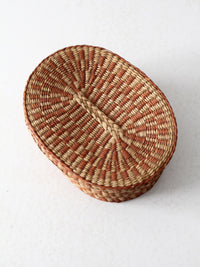 vintage handwoven lidded basket