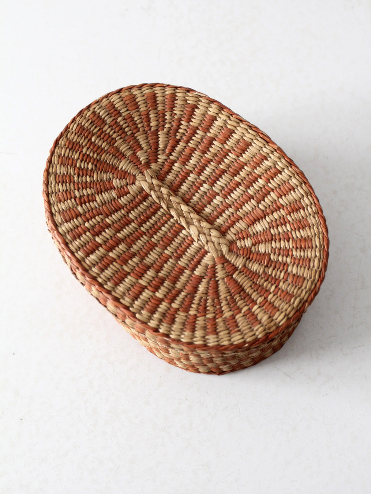 vintage handwoven lidded basket