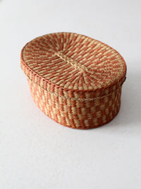 vintage handwoven lidded basket