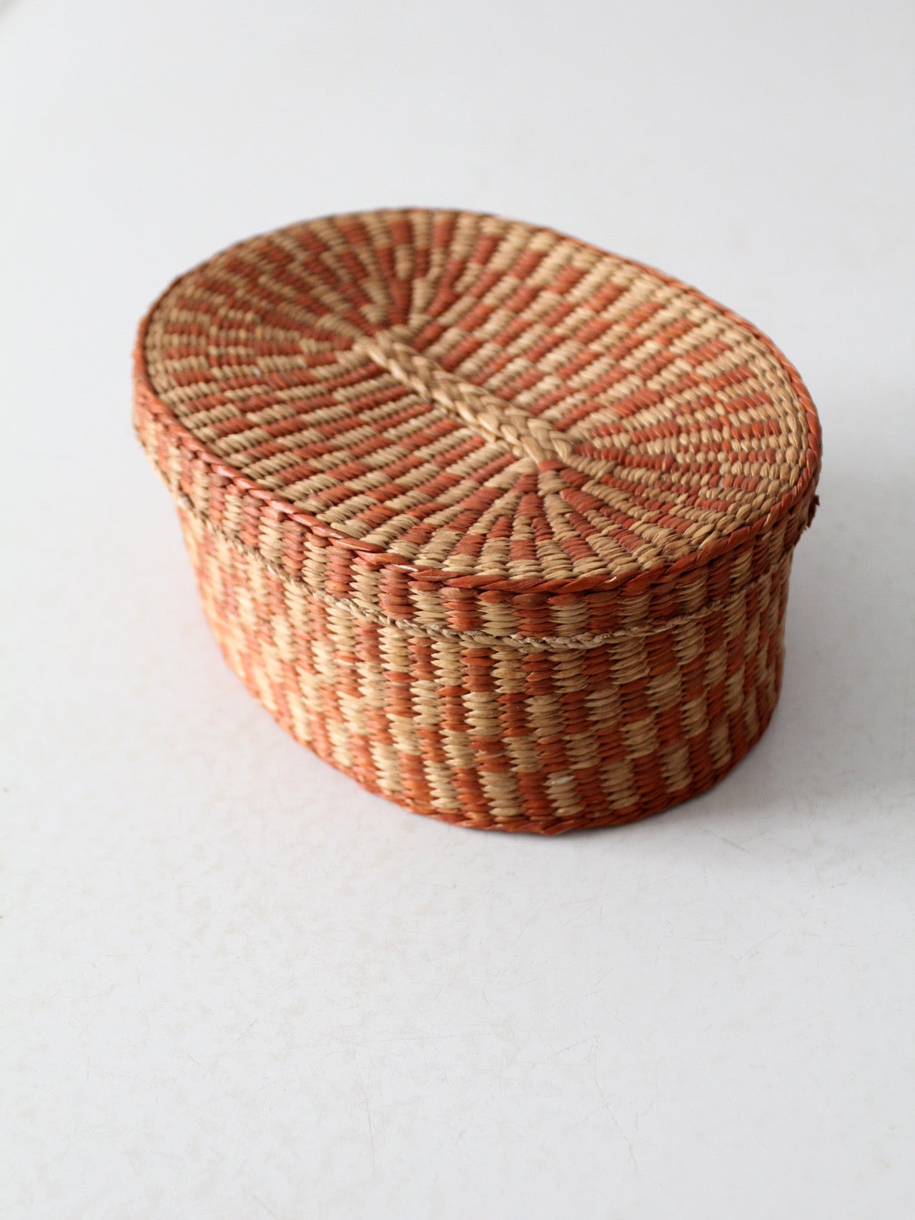 vintage handwoven lidded basket