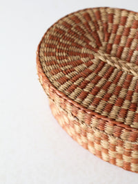 vintage handwoven lidded basket