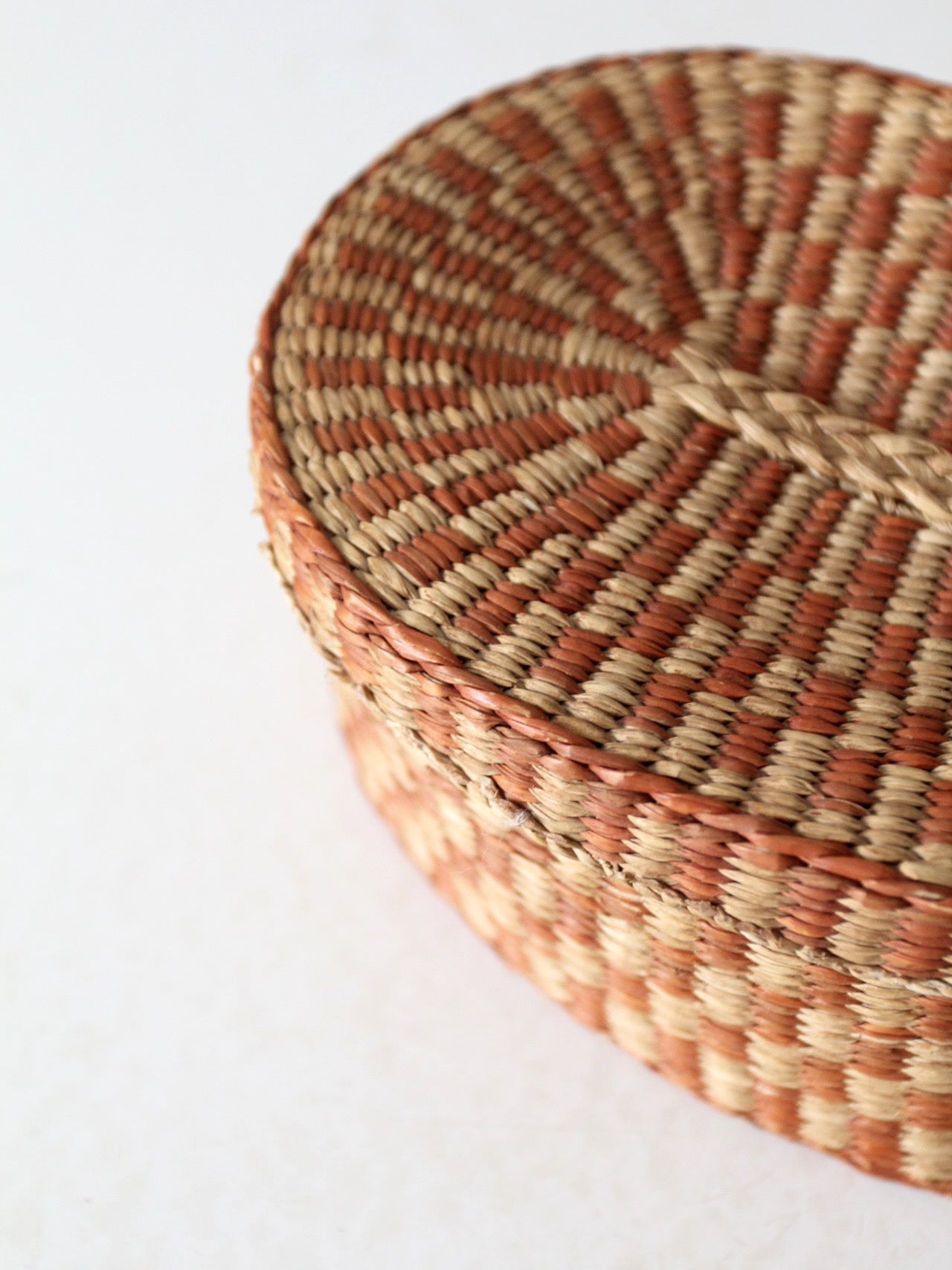 vintage handwoven lidded basket