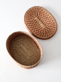 vintage handwoven lidded basket