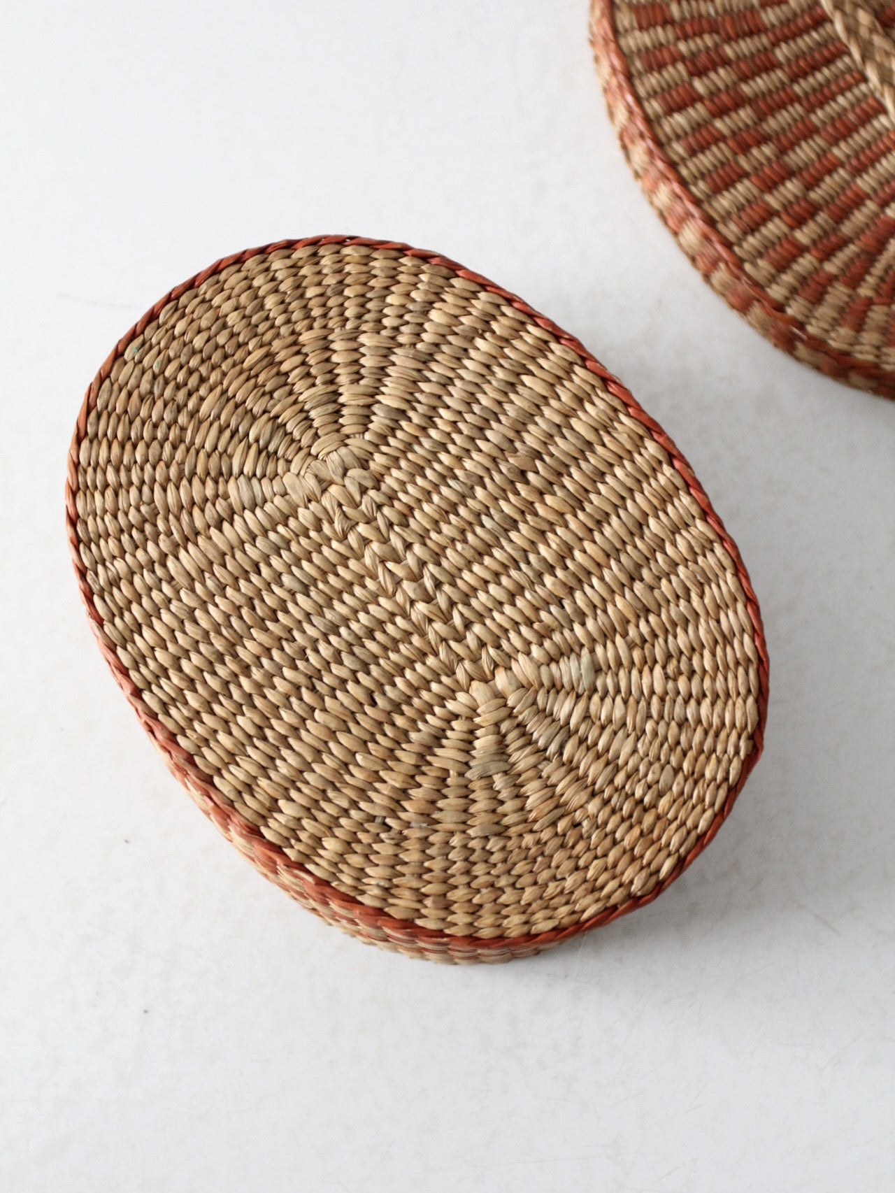 vintage handwoven lidded basket