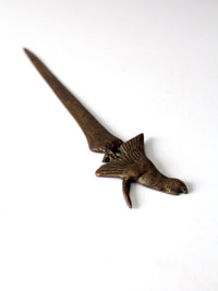 vintage Belgian brass letter opener