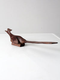 mid-century hand-carved ironwood roadrunner