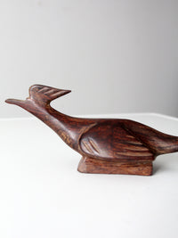 mid-century hand-carved ironwood roadrunner