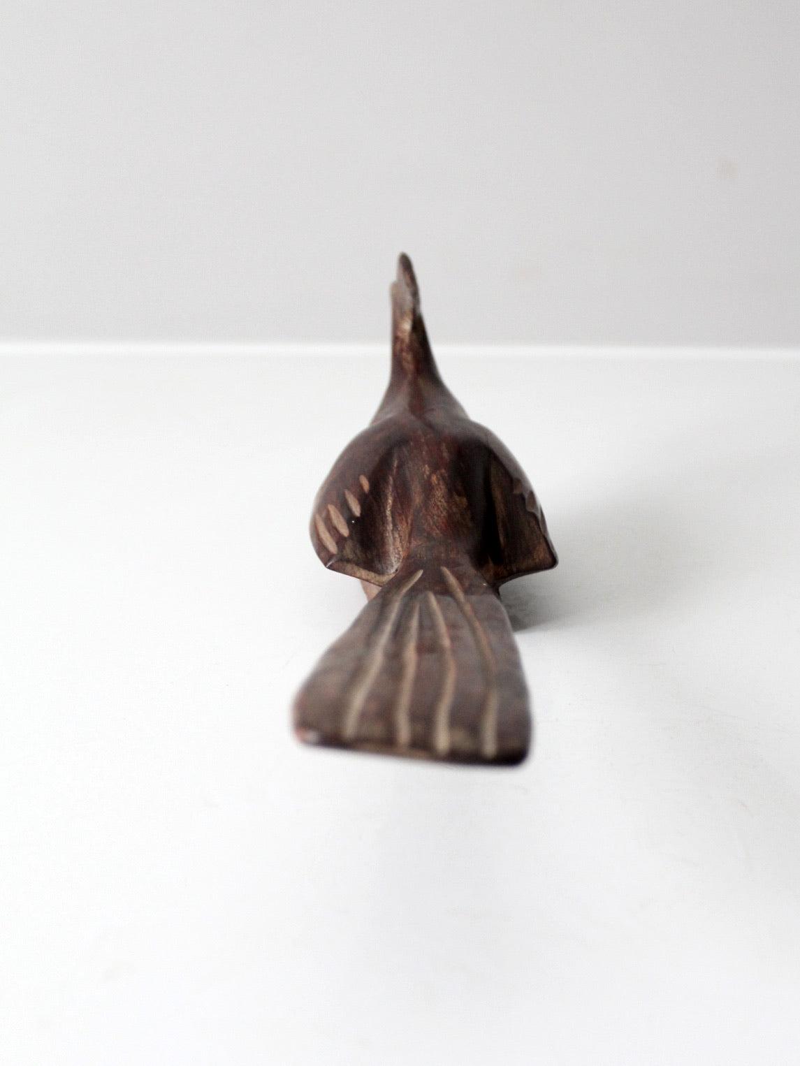 mid-century hand-carved ironwood roadrunner