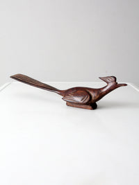 mid-century hand-carved ironwood roadrunner