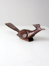 mid-century hand-carved ironwood roadrunner