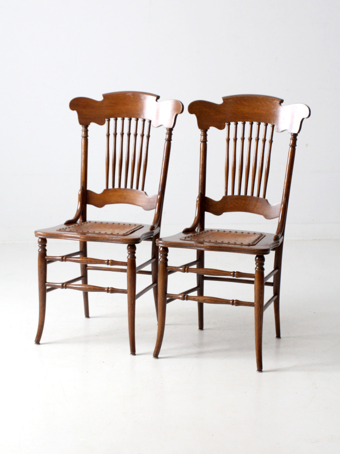 antique American Victorian spindle back chairs pair