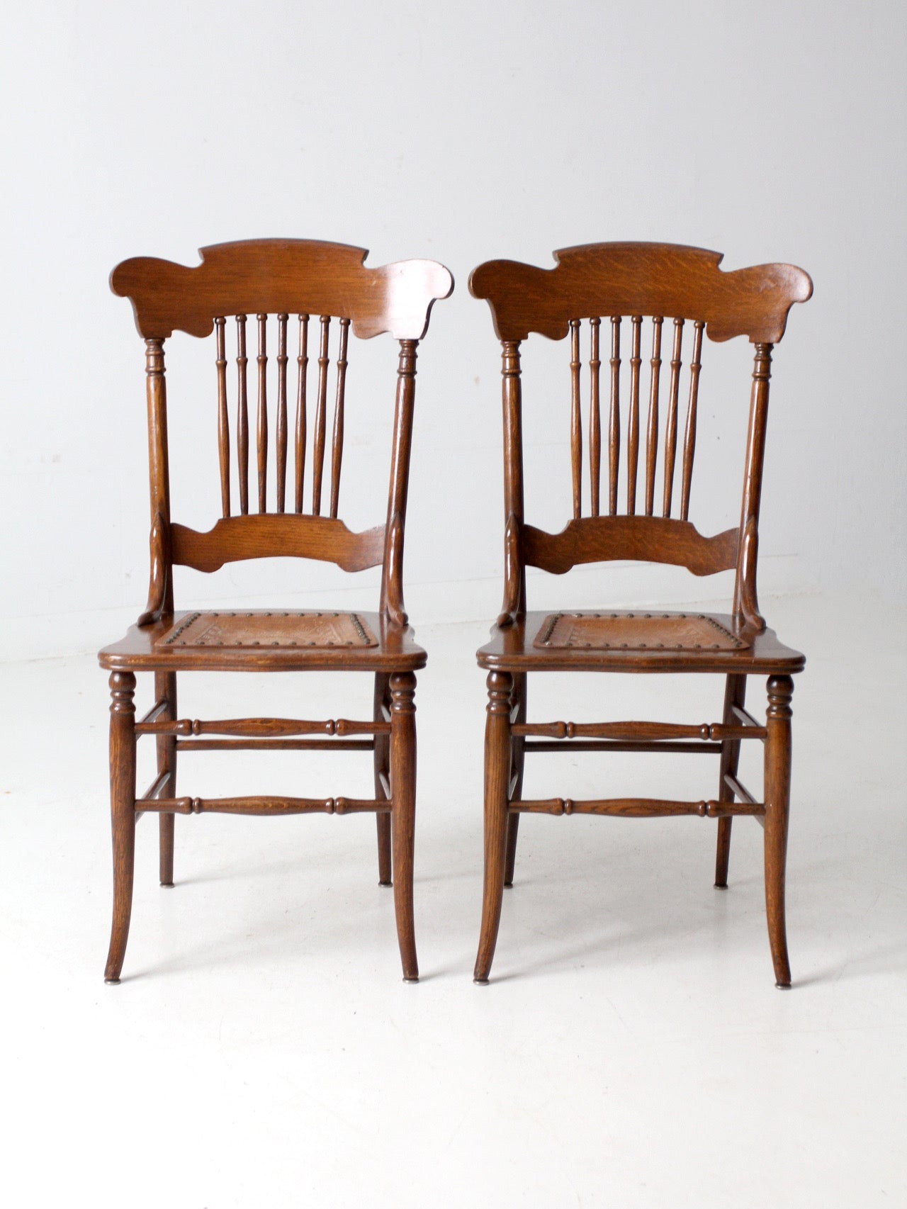 antique American Victorian spindle back chairs pair