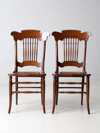 antique American Victorian spindle back chairs pair