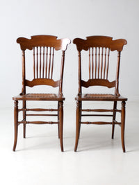 antique American Victorian spindle back chairs pair