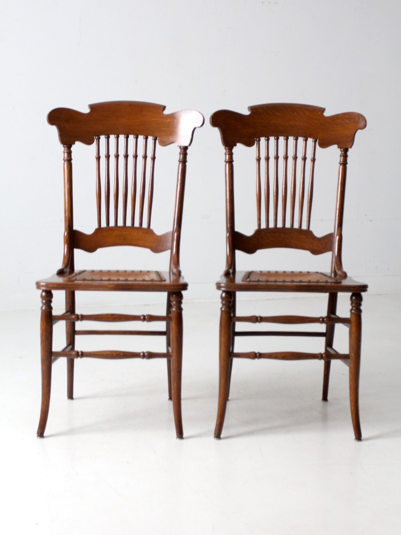 antique American Victorian spindle back chairs pair