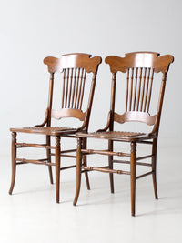 antique American Victorian spindle back chairs pair