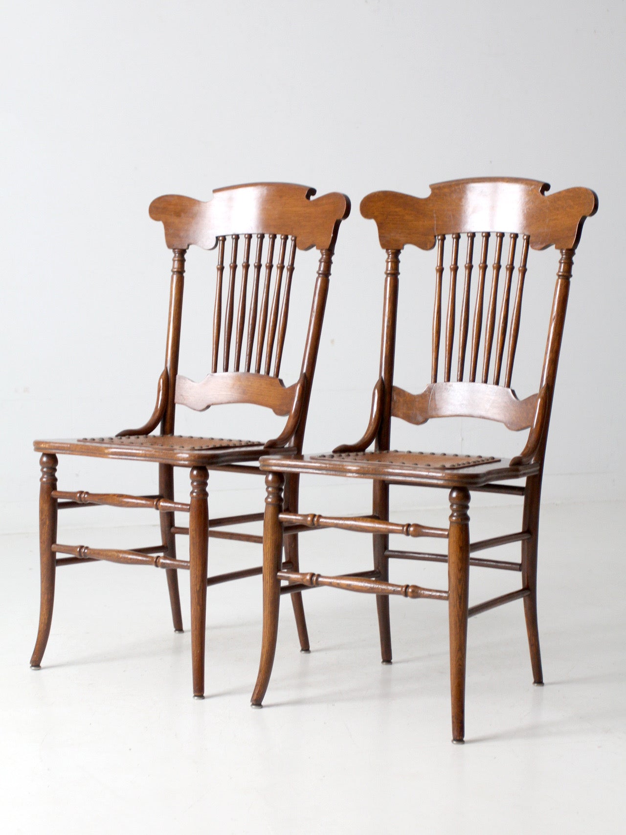 antique American Victorian spindle back chairs pair