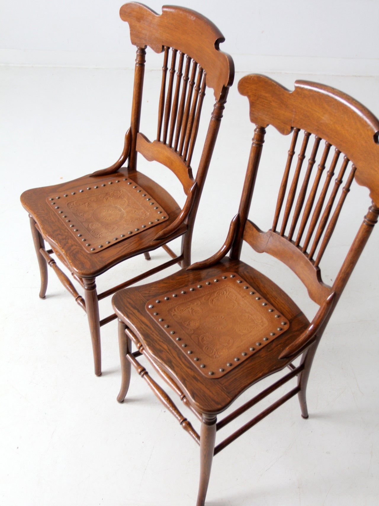 antique American Victorian spindle back chairs pair