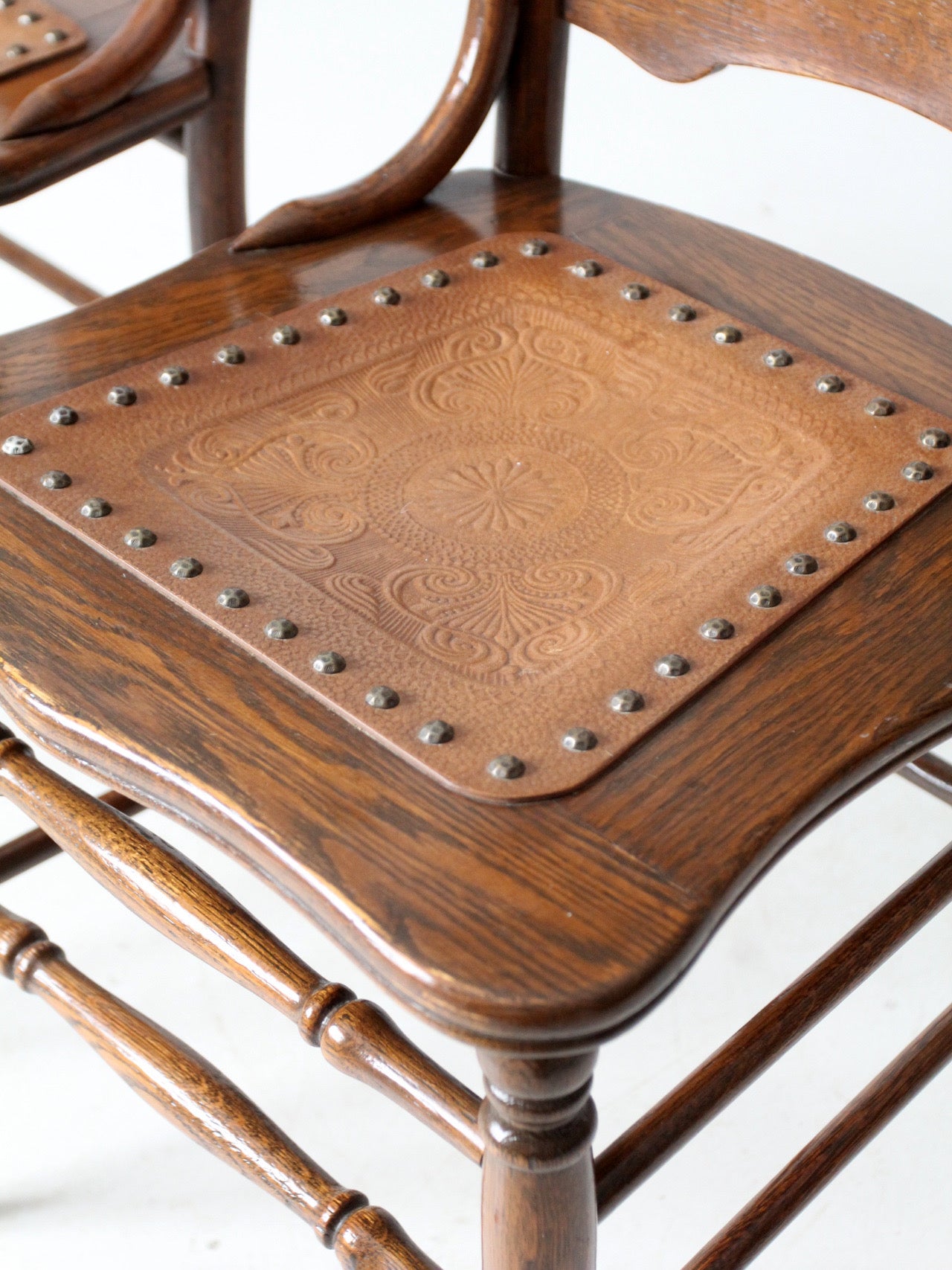 antique American Victorian spindle back chairs pair