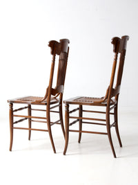antique American Victorian spindle back chairs pair