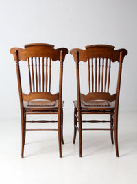 antique American Victorian spindle back chairs pair