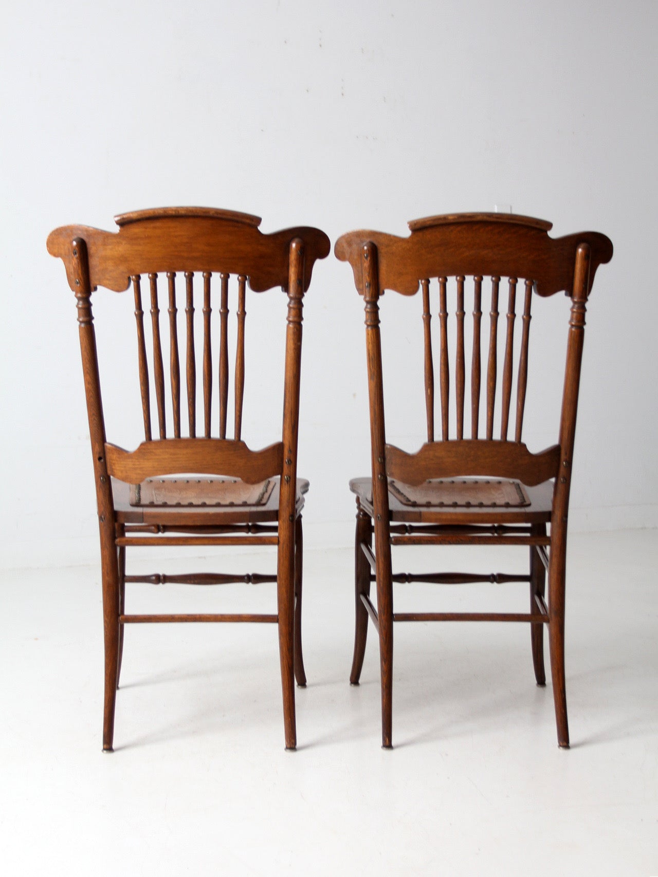 antique American Victorian spindle back chairs pair