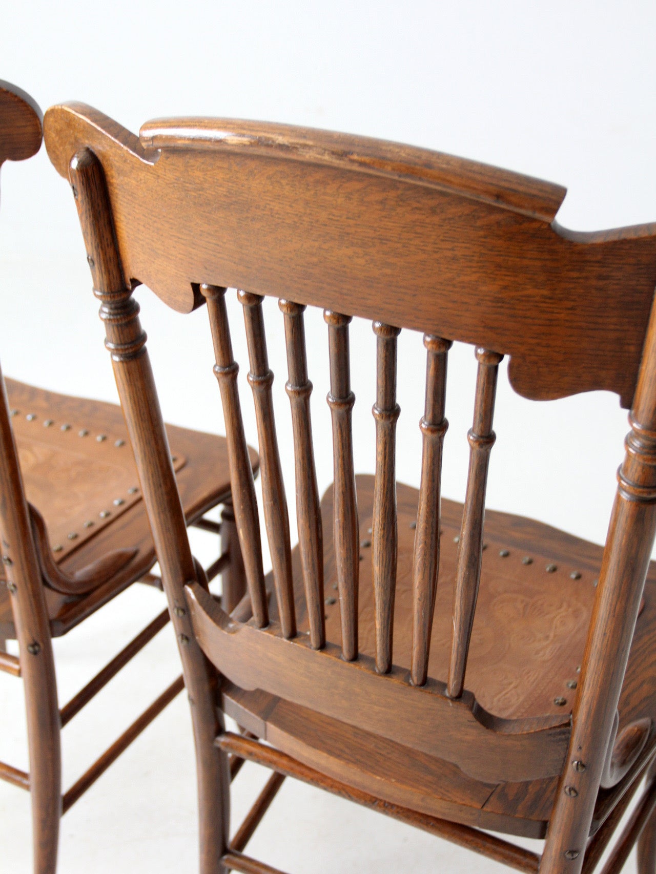 antique American Victorian spindle back chairs pair