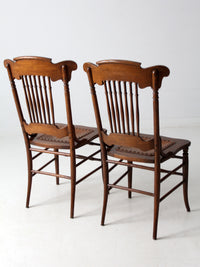 antique American Victorian spindle back chairs pair