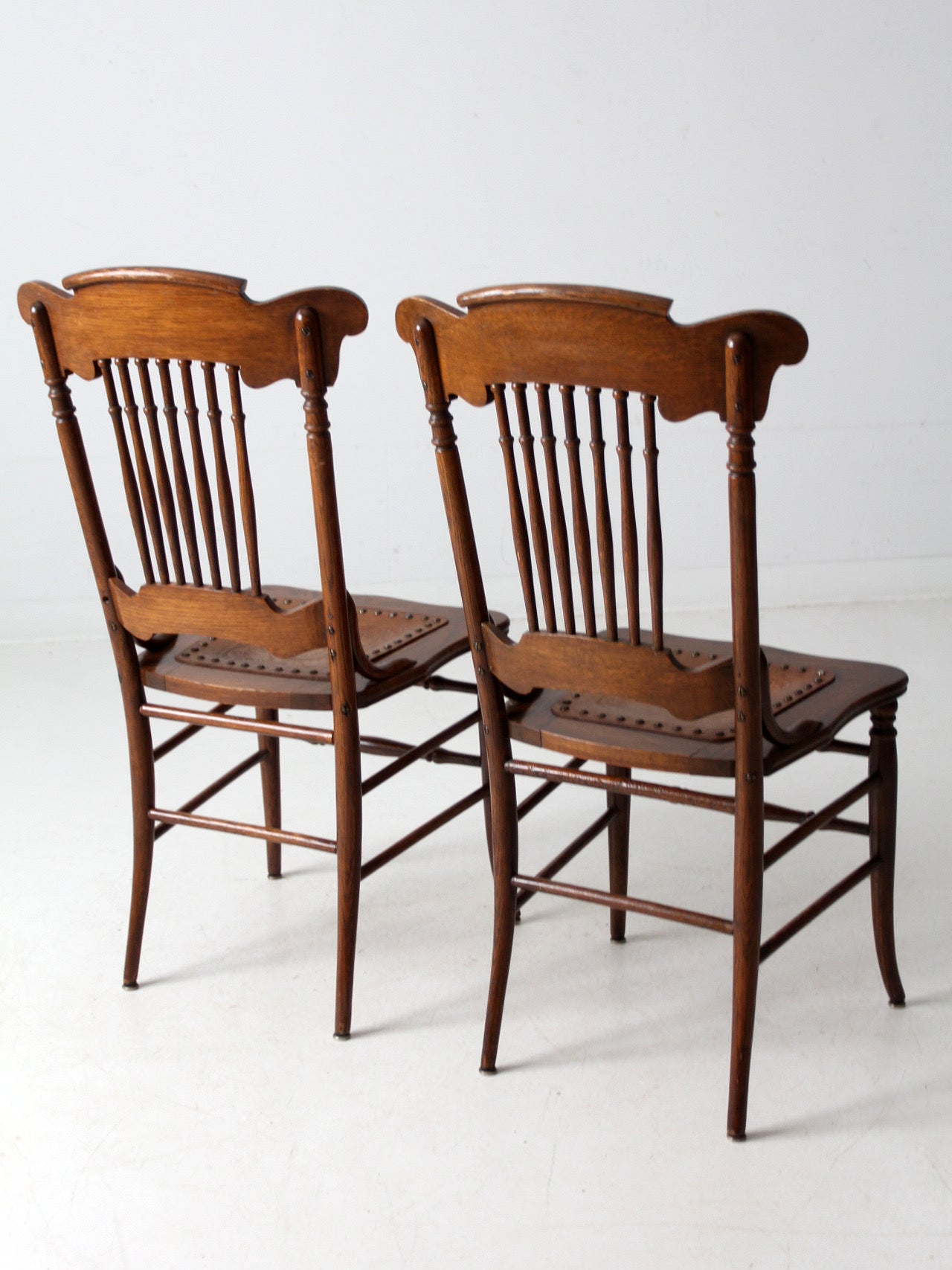 antique American Victorian spindle back chairs pair