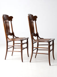 antique American Victorian spindle back chairs pair