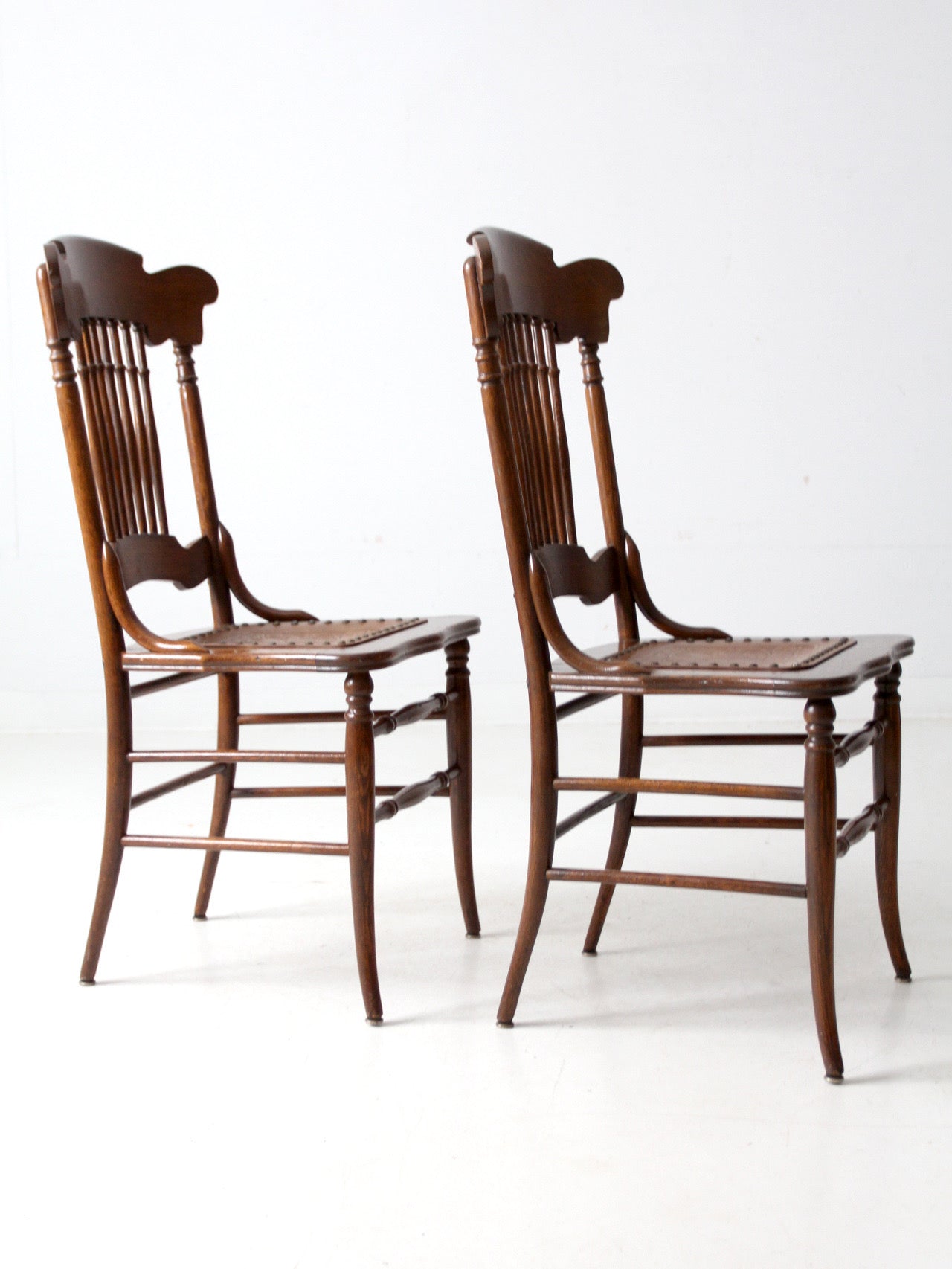 antique American Victorian spindle back chairs pair