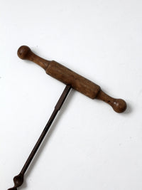 antique primitive t-handle drill auger