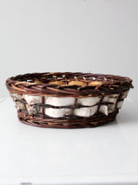 vintage woven birch and willow basket