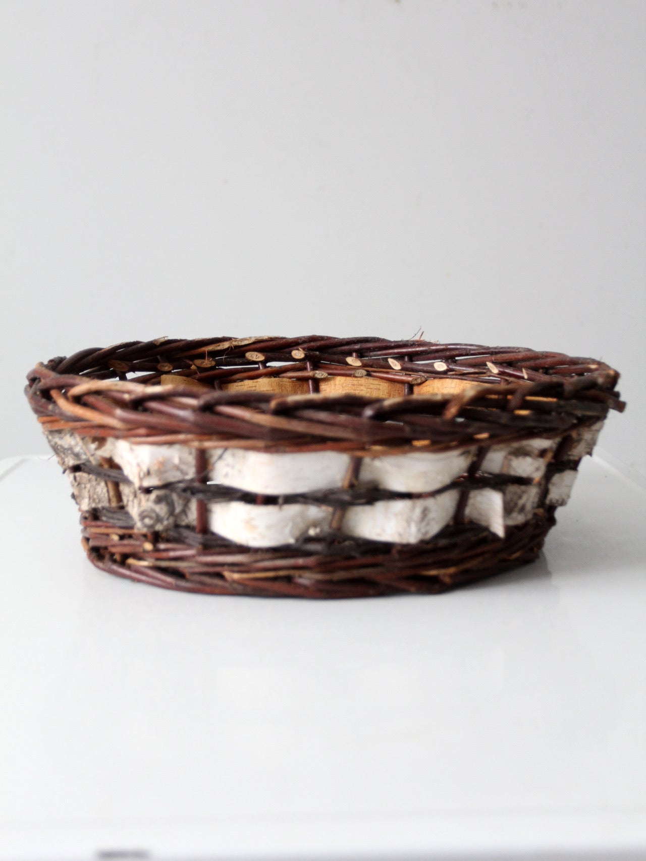 vintage woven birch and willow basket