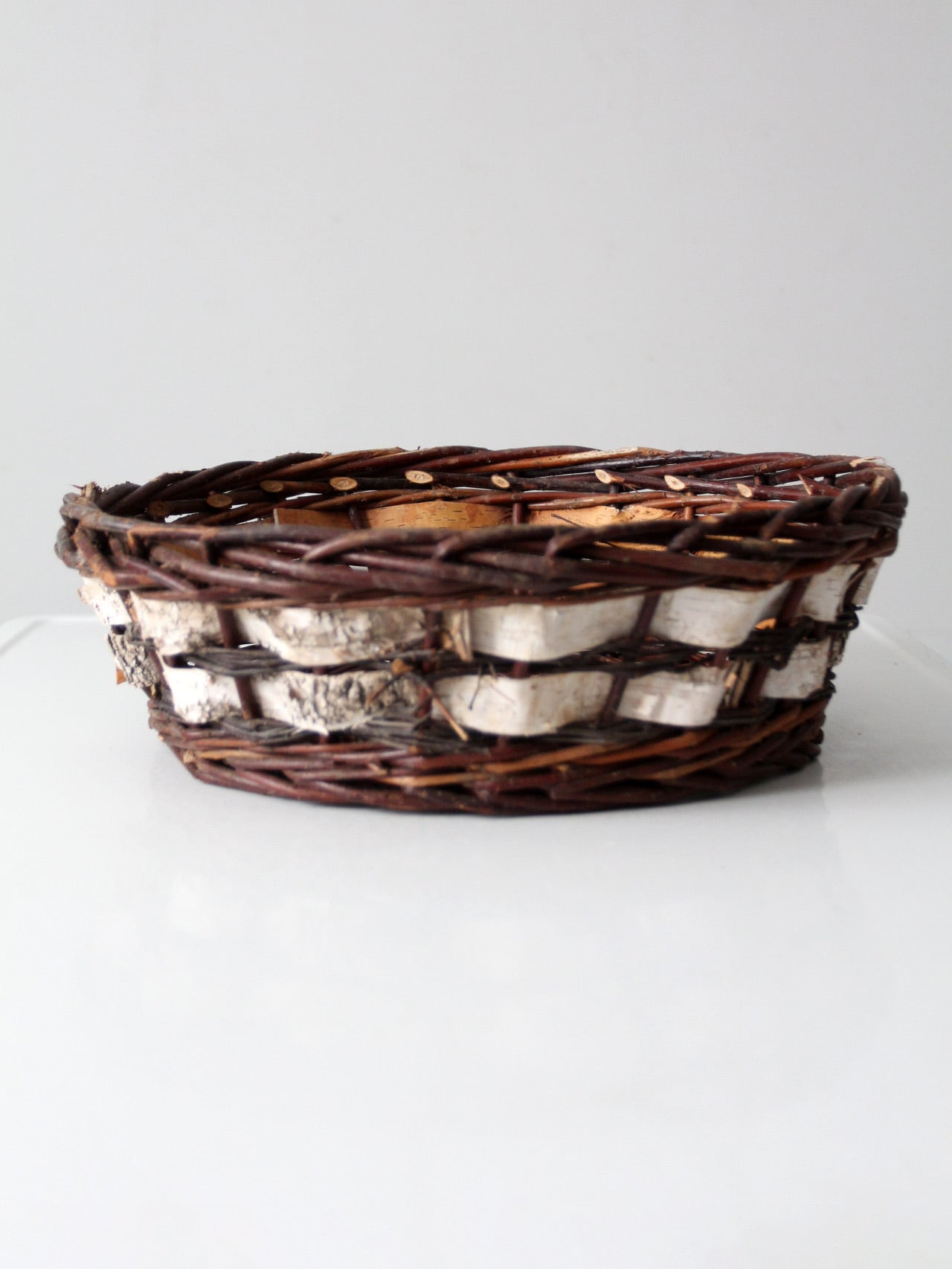 vintage woven birch and willow basket