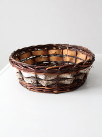 vintage woven birch and willow basket
