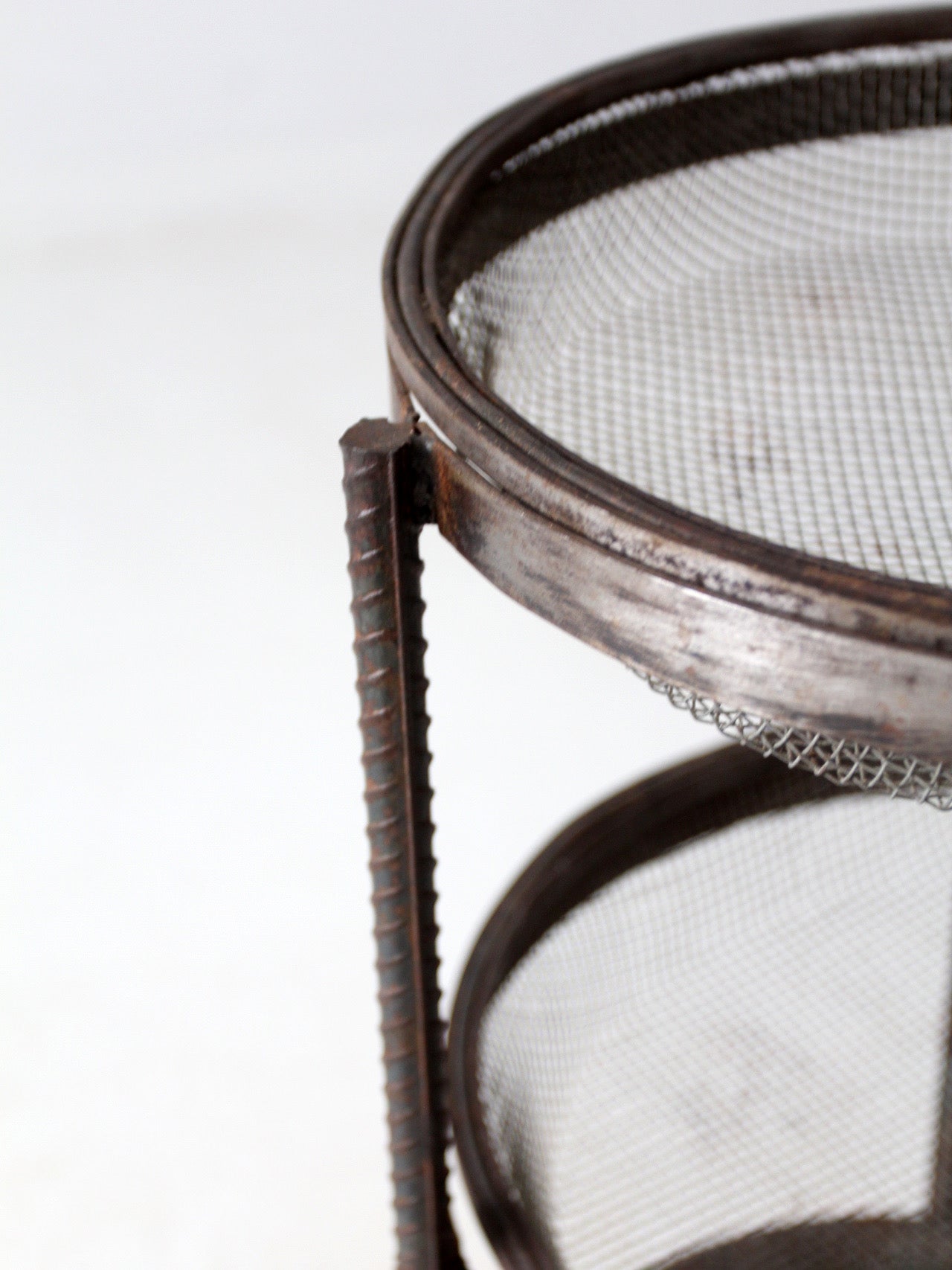 vintage metal mesh tiered stand